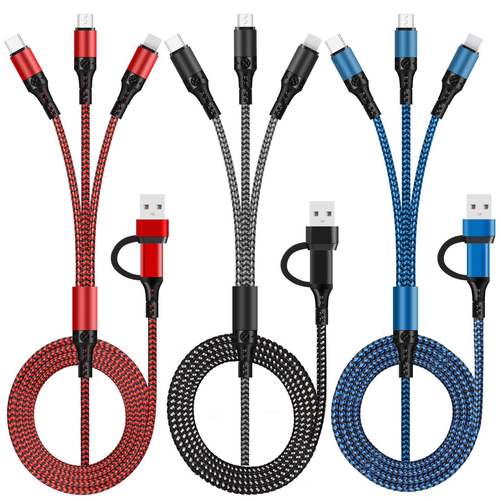Five-in-one braided data cable