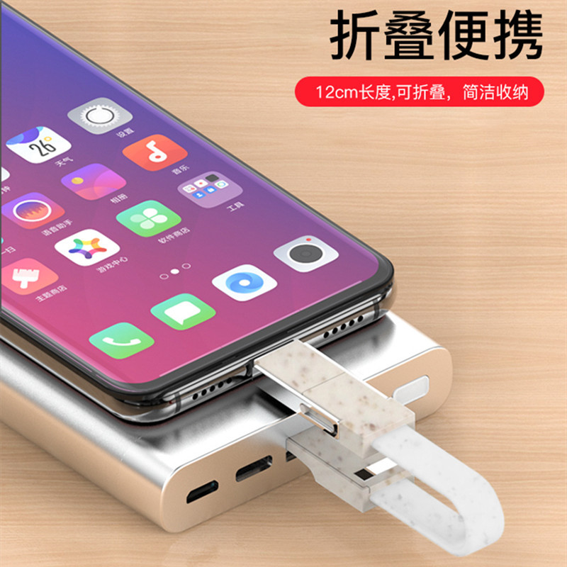 Two-in-one wheat straw magnetic key chain data cable